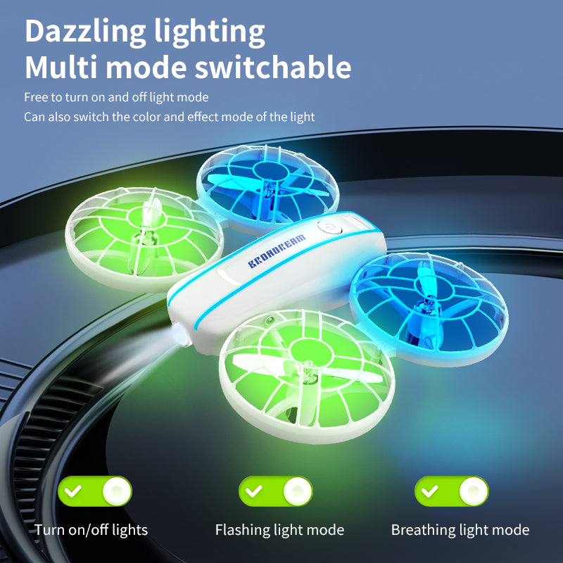 Drone com Luzes LED Quadcoptero com Altitude Fixa e Design Dobrável – RS Bebe 01